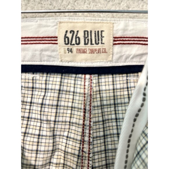 NWT Men's 626‎ Blue Broken-In Shorts White Blue Plaid Flat Front Size W54 - Picture 8 of 15